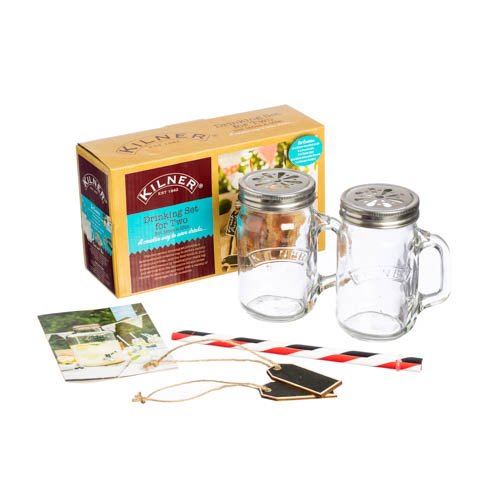 O kit caneca drink Kilner, com duas peças, custa R$ 79,99 na Etna.