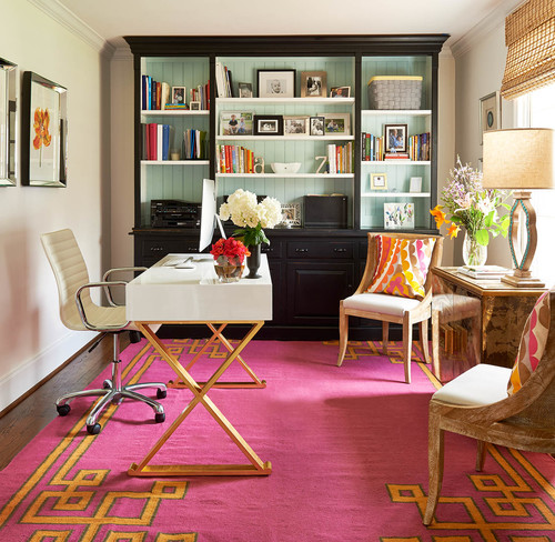 Home office rosa e laranja