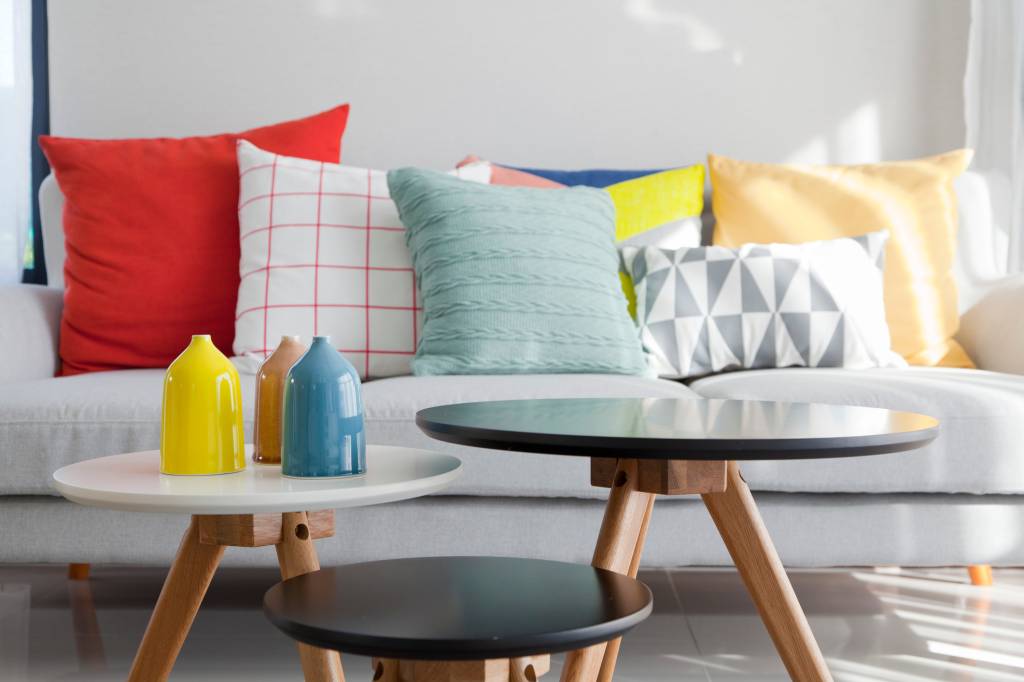 colorful cushion on sofa