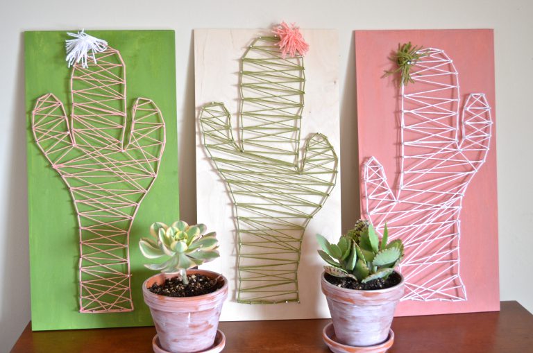 Faça você mesmo: um quadro de cactos com a técnica de string art