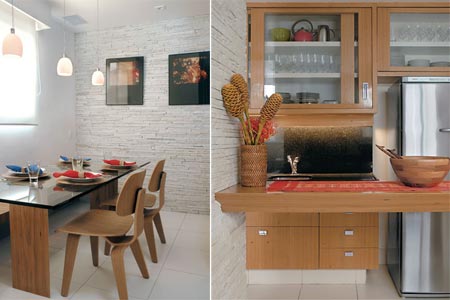 15 m&sup2;: Mais luz natural e espa&ccedil;o eram apelos irresist&iacute;veis. Para consegui-los, os moradores deste apartamento no Rio de Janeiro abriram m&atilde;o de um dos tr&ecirc;s quartos e o transformaram em &aacute;rea de refei&ccedil;&otilde;es, conjugada &agrave; cozinha  esta, por sua vez, era apenas um corredor escuro e pouco convidativo. A obra tornou este ambiente um ponto de encontro, explica a arquiteta Bebel Mascarenhas, que, com Bernardo Jacobsen e Maria Penna, forma o escrit&oacute;rio dasCanoas. Os revestimentos trazem requinte: peroba-do-campo em arm&aacute;rios e filetes de pedra s&atilde;o tom&eacute; em uma das paredes  longe da fuma&ccedil;a do fog&atilde;o. O granito preto absoluto desenha a bancada, que tem cubas de a&ccedil;o inox.