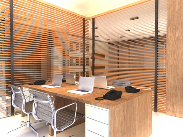 Esta maquete de escrit&oacute;rio foi desenvolvida por Luciana Zylberberg, aluna da...