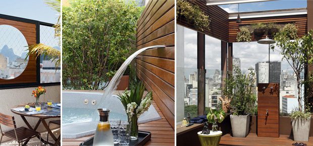 Três varandas com spa e ducha