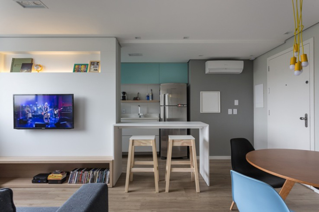 Um apartamento despojado de 45 m² para uma amante da música