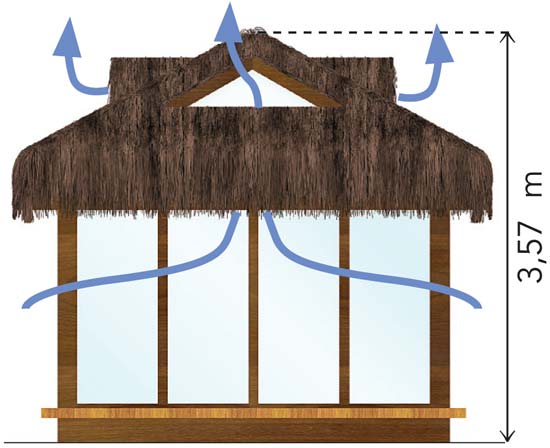 Mais alto, o telhado de pia&ccedil;ava tem aberturas em suas quatro &aacute;guas para fac...