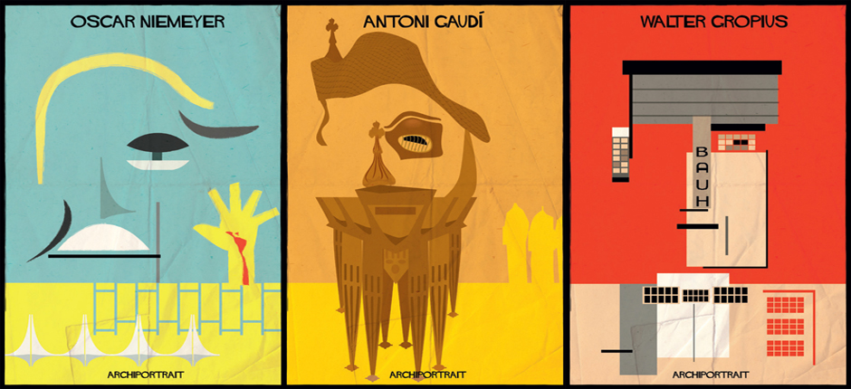Tadao Ando, Gaudí, Niemeyer e outros arquitetos homenageados em pôsteres