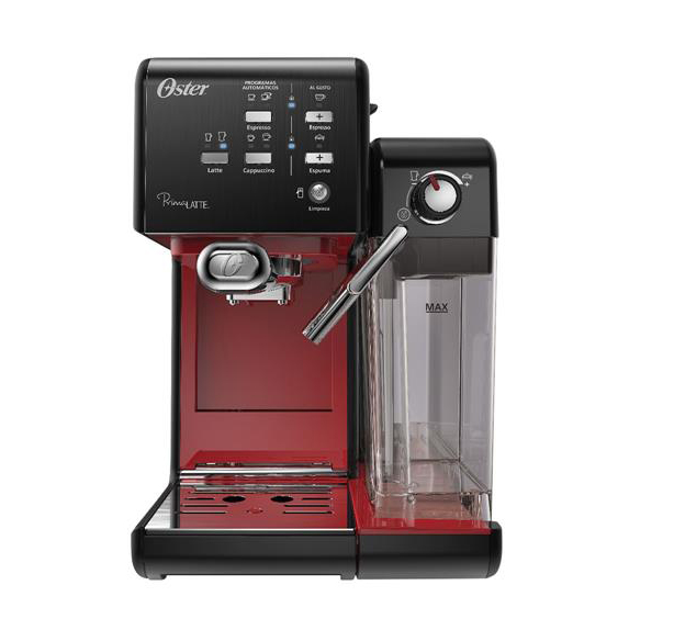 A cafeteira espresso Oster <a href="https://www.gotoshop.com.br/Eletroportateis/Cafeteiras/CafeteirasEletricas/cafeteira-espresso-oster-primalatte-ii-red-11801299.html?utm_source=sites&utm_medium=matéria_CC&utm_campaign=produtos&utm_content=201805">PrimaLatte II Red</a> custa R$1.149 na Loja CASA CLAUDIA.