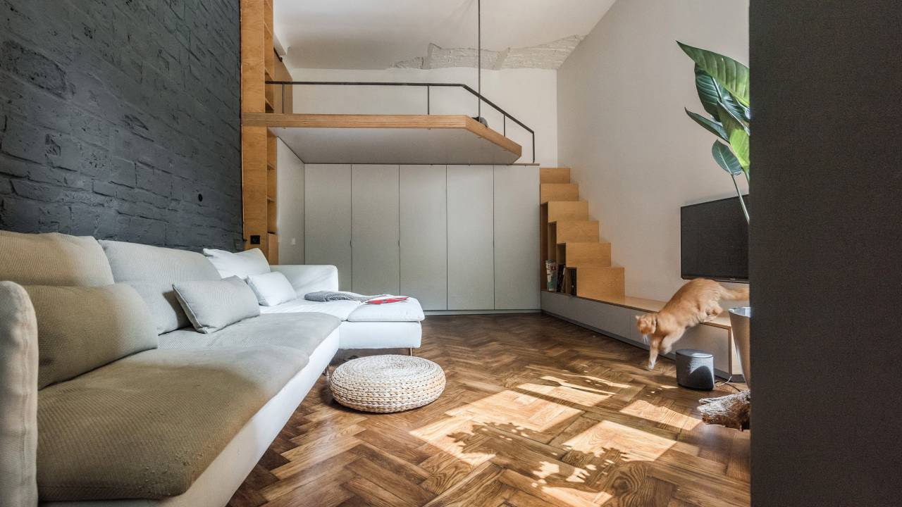 visão geral da sala do apartamento