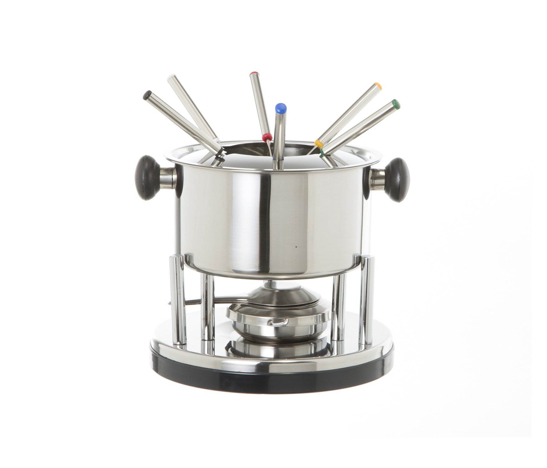 Fondue Elegant a&ccedil;o inox prata, 7 pe&ccedil;as, custa R$ 149,90 na loja Etna.