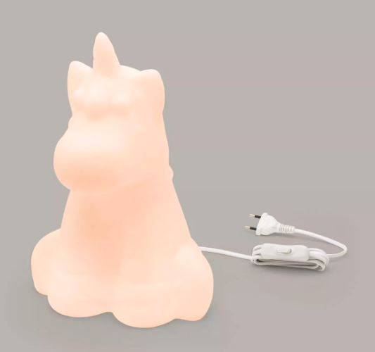 Lumin&aacute;ria unic&oacute;rnio branco, custa R$ 159,90 na loja Imaginarium.