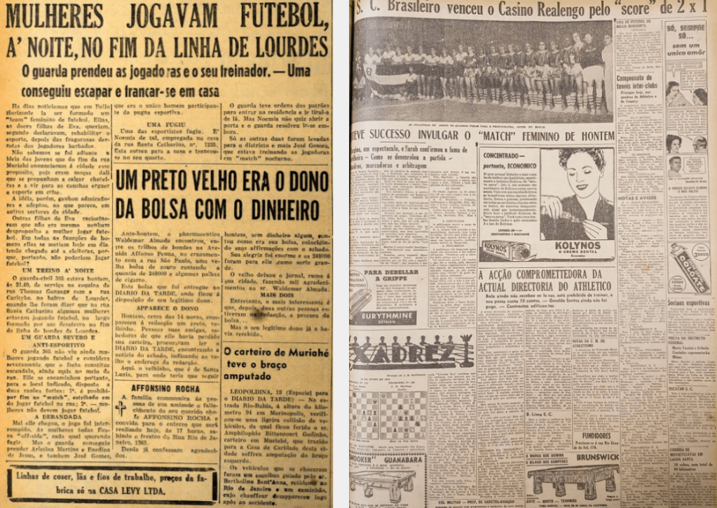 Jornal da época que noticiava a proibição do futebol feminino no Brasil Jornal da época que noticiava a proibição do futebol feminino no Brasil