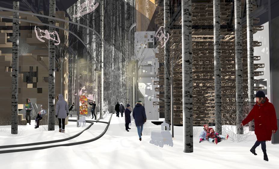 A principal exibição é a organizada pela curadora, que traz trabalhos de escritórios do mundo todo Este é o projeto do escritório <span style="font-weight:400;">Barnaby Gunning Studio & Yael Reisner Studio, do Reino Unido.</span> A principal exibição é a organizada pela curadora, que traz trabalhos de escritórios do mundo todo Este é o projeto do escritório <span style="font-weight:400;">Barnaby Gunning Studio & Yael Reisner Studio, do Reino Unido.</span>