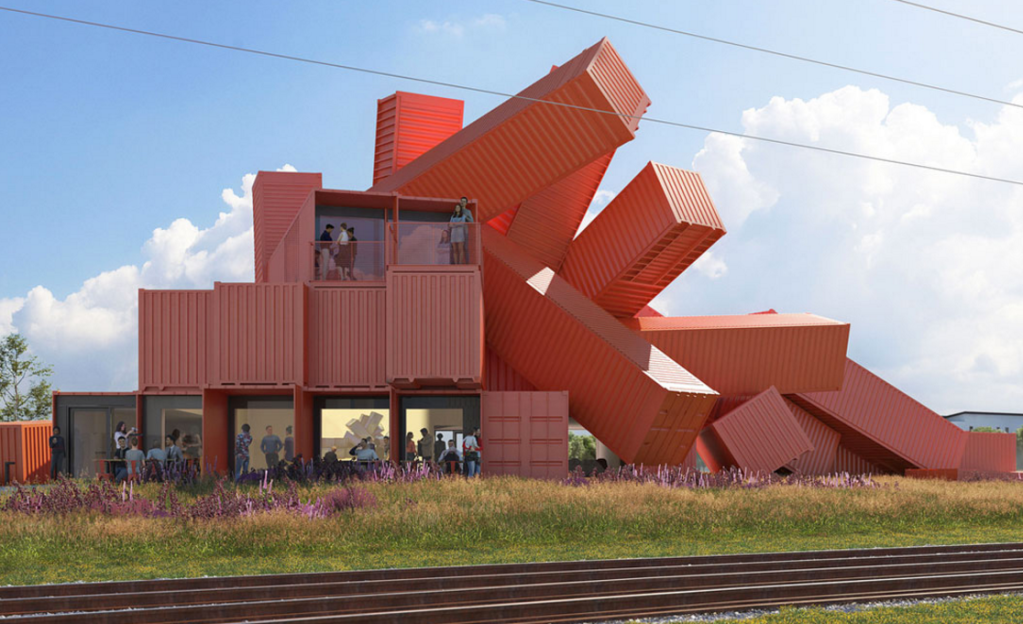 David Mach projeta edifício escultural e multiuso usando 30 contêineres