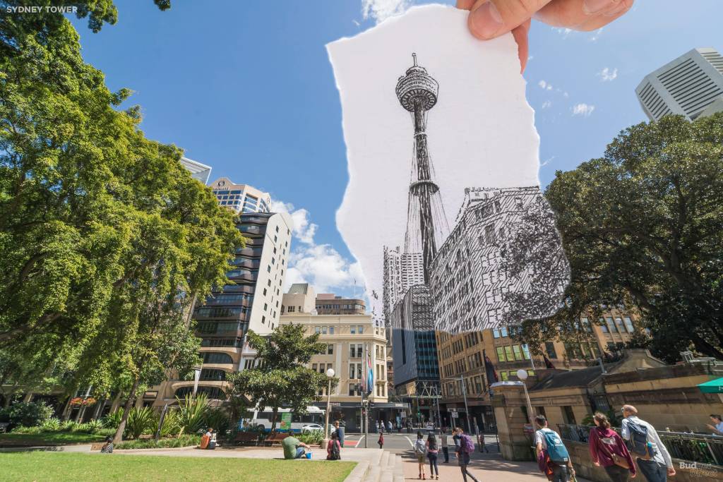 A resposta de Sidney ao Space Needle &eacute; o edif&iacute;cio mais alto da cidade. A estrutura inclui um deck de observa&ccedil;&atilde;o a 250 metros no c&eacute;u, uma plataforma 'Skywalk' ao ar livre a 268 metros e dois restaurantes girat&oacute;rios. &Eacute; estabilizado por 56 cabos de a&ccedil;o e um tanque de &aacute;gua de 162.000 litros e foi projetado para resistir a uma tempestade "a cada mil anos".