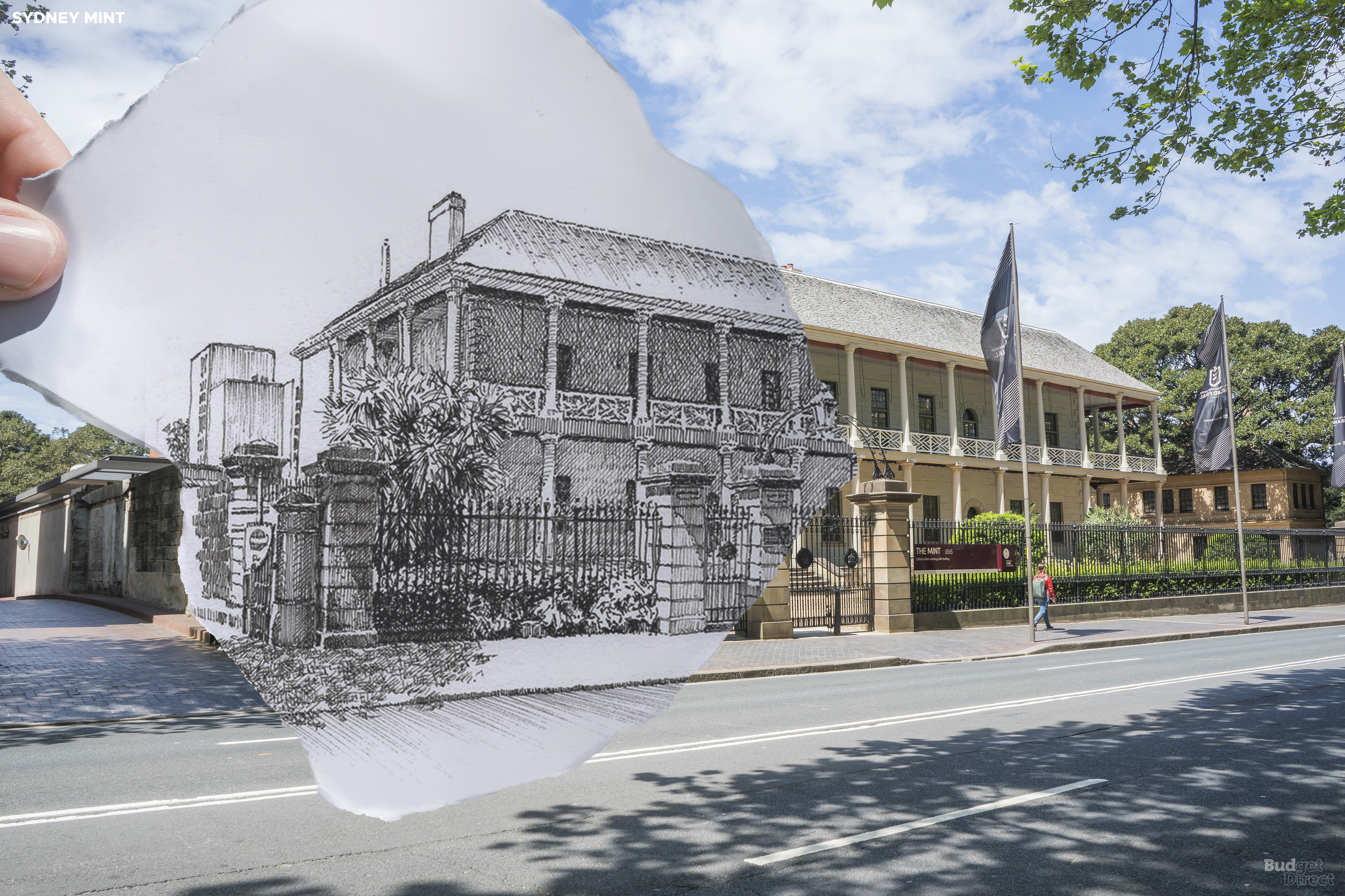 Na d&eacute;cada de 1810, o governador de NSW, Lachlan Macquarie, queria construir um hospital &ldquo;elegante e c&ocirc;modo&rdquo; para os condenados, mas o governo brit&acirc;nico recusou-se a financiar. Em vez disso, a Macquarie fez um acordo com os comerciantes locais de rum para financiar a constru&ccedil;&atilde;o. Mas como o com&eacute;rcio de rum azedou, a qualidade da constru&ccedil;&atilde;o tamb&eacute;m diminuiu (Francis Greenway disse que as colunas careciam de "propor&ccedil;&atilde;o cl&aacute;ssica"). O edif&iacute;cio estava em uma &oacute;tima posi&ccedil;&atilde;o e suas colunas de dois andares e, sim, varandas confort&aacute;veis ​​conferiam uma certa dignidade. Quando a corrida do ouro em todo o Estado ocorreu em 1851, o hospital foi reaproveitado como Sydney Mint. Hoje, a estrutura original e sofisticada de ferro fundido e os eixos de m&aacute;quinas subterr&acirc;neas ainda s&atilde;o vis&iacute;veis, e os forros de terracota s&atilde;o os mais antigos j&aacute; vistos na Austr&aacute;lia.