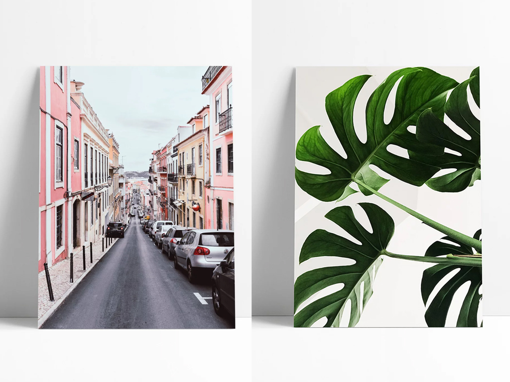 P&ocirc;steres <a href="https://www.storehousehomedecor.com.br/produto/poster-pink-street-212">Pink Street</a> e <a href="https://www.storehousehomedecor.com.br/produto/poster-monstera-223">Monstera</a>, da Storehouse: R$ 19 cada