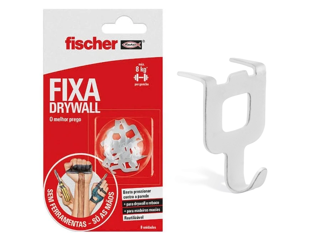 Gancho com garra para pendurar objetos em paredes do tipo drywall, da Fischer