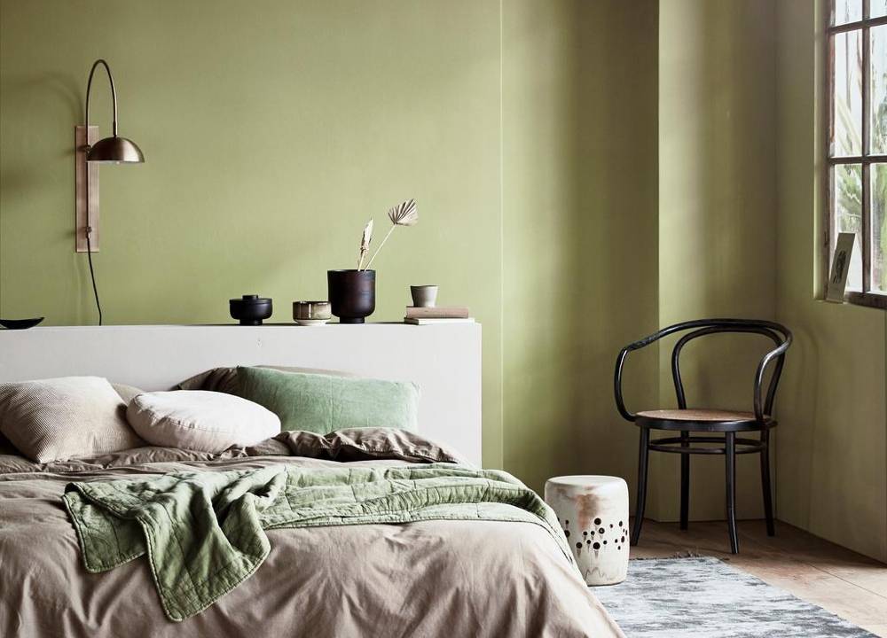 quarto em tons de verde