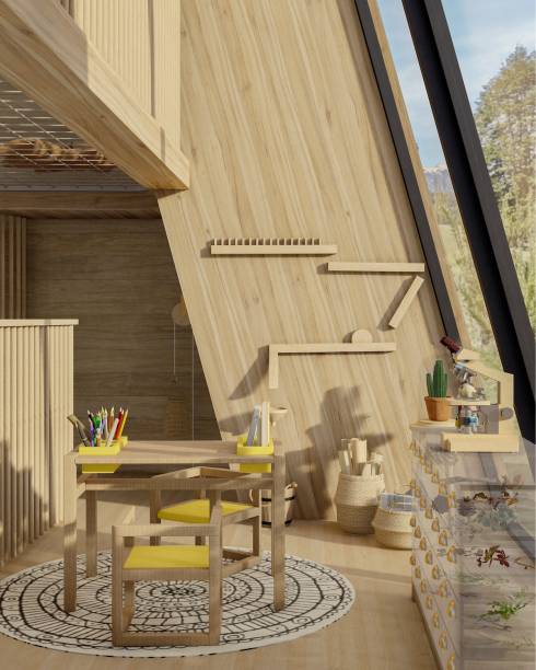 Brinquedoteca, por Estudio Minca + Hauzz Estudio Criativo | De lá, um grande escorrega em curva desemboca numa piscina de almofadas em forma de folhas. Em cima, fica o convite à observação e ao relaxamento. Por uma rede protetora, dá pra ver (e se jogar) os espaços embaixo, e ainda o céu, através da claraboia.