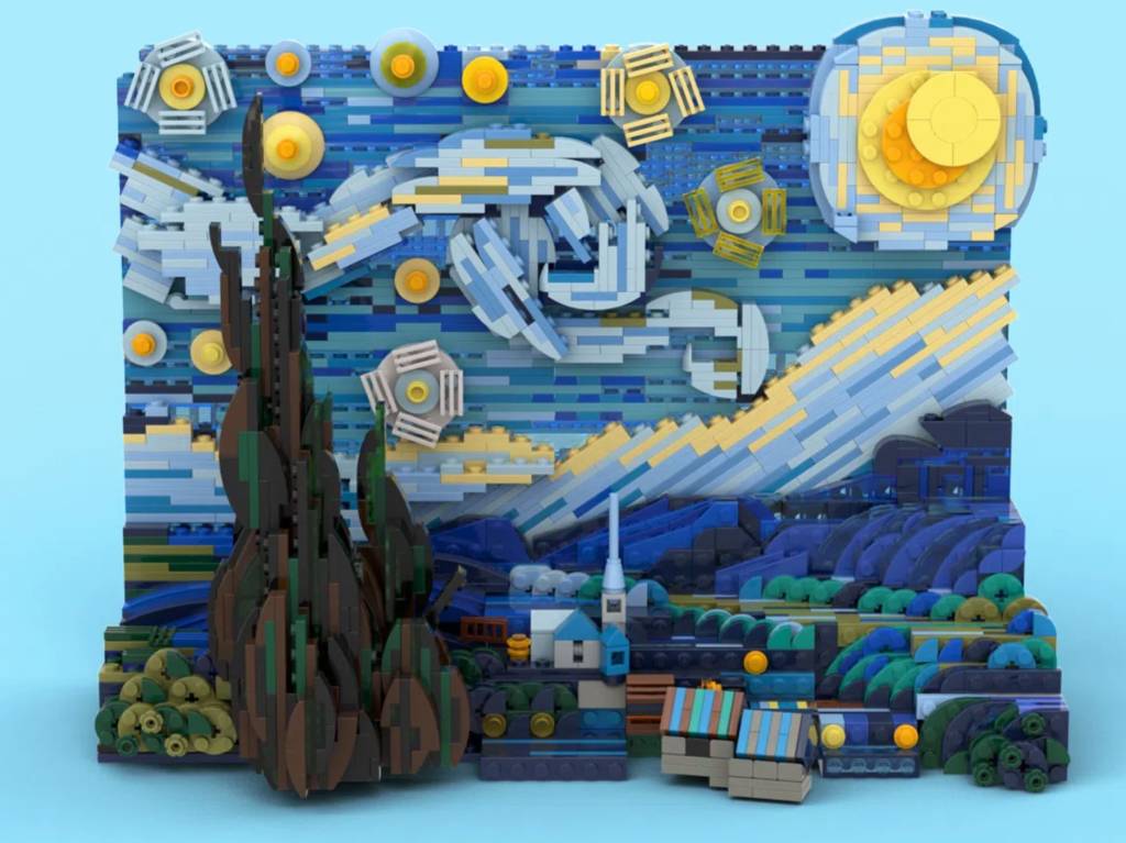 lego-van-gogh-noite-estrelada-05 Obra de lego recriando o quadro Noite Estrelada, de Van Gogh