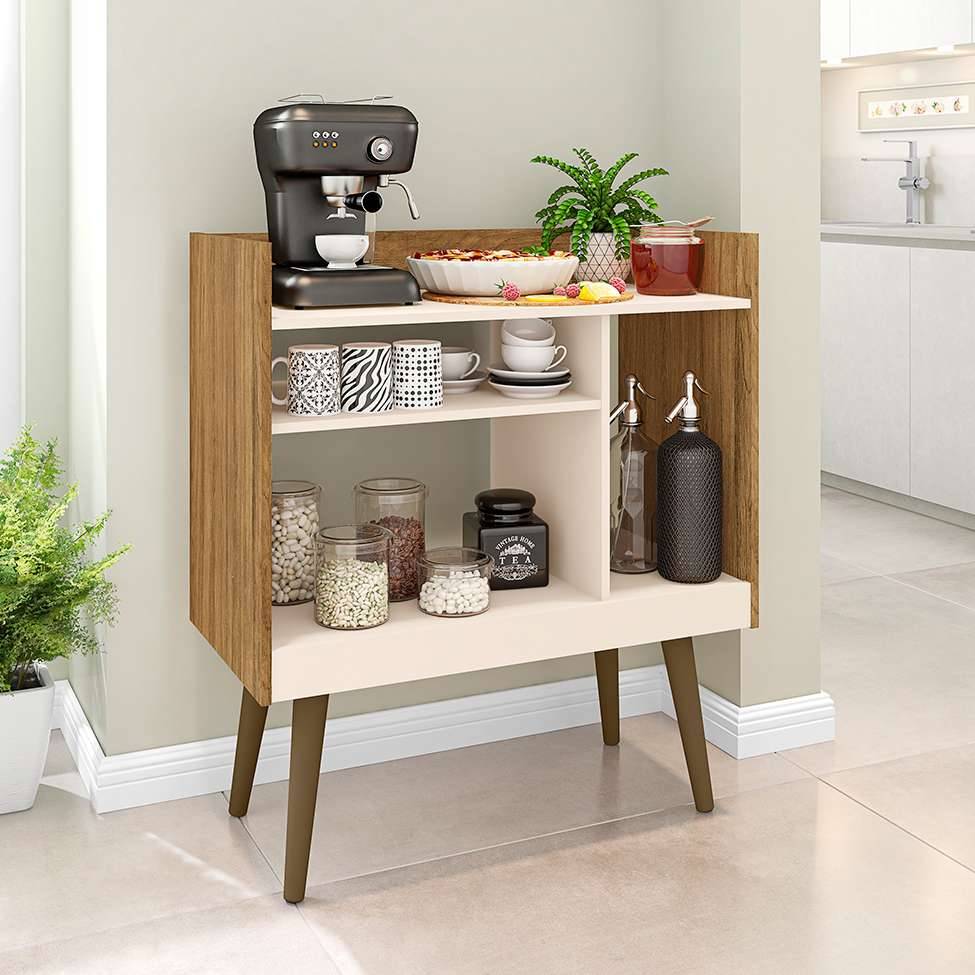 Buffet Caf&eacute; Cinamomo e Off White, da Mobly
