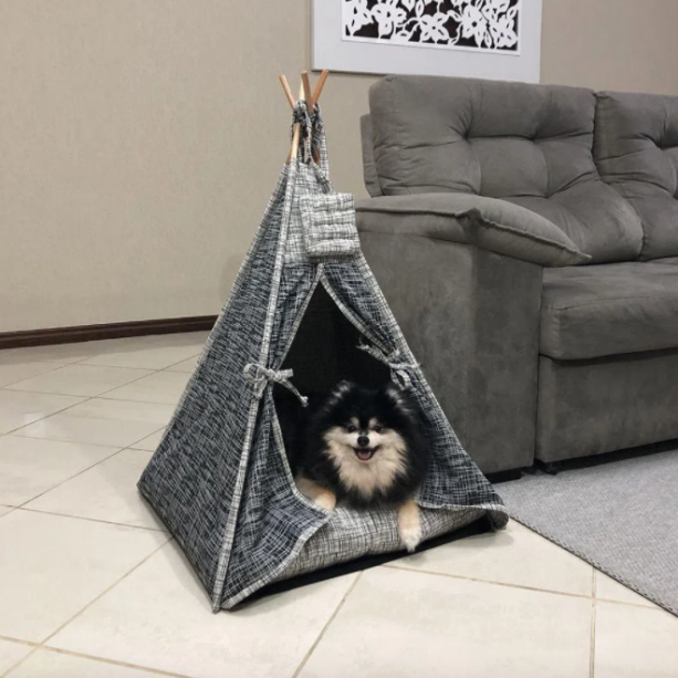 Cabana Camping Pet - Jacquard Riscado Preta e Cinza, da Cobasi Cabana Camping Pet - Jacquard Riscado Preta e Cinza, da Cobasi