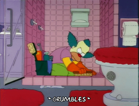 Gif de Krusty dos Simpsons limpando banheiro
