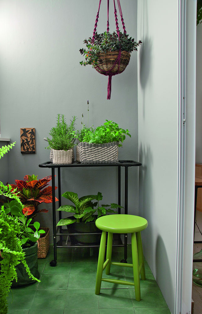 sala de estar e varanda com inspiracao urban jungle varanda