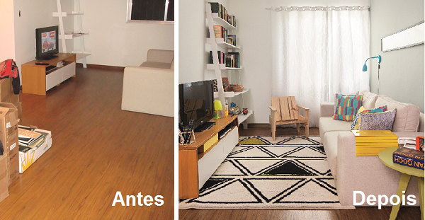 Sala ganha destaque com acessórios coloridos