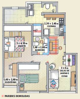 Antes e depois: reforma em apê estiloso dobra tamanho do hall e integra cozinha