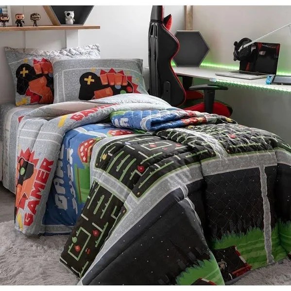 Jogo de cama Game Over, no Shoptime Jogo de cama Game Over, no Shoptime