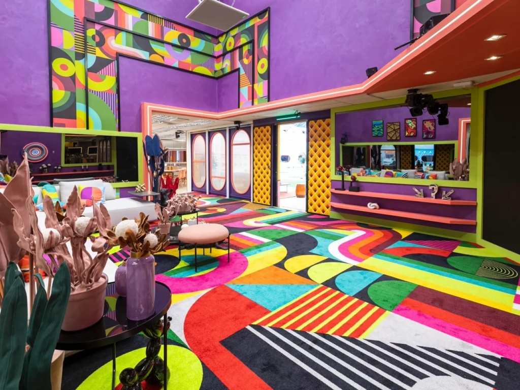 6-o-que-é-o-estilo-memphis-inspiração-para-o-decor-do-bbb-22 Sala do Big Brother Brasil 2022