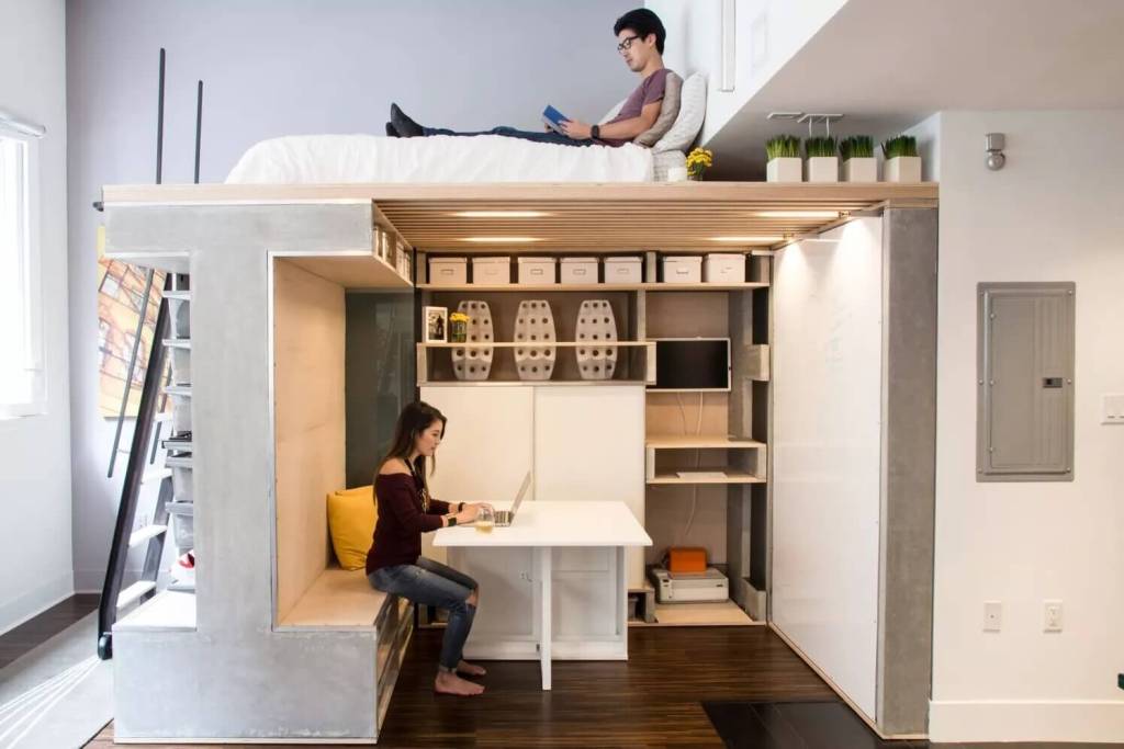Como-criar-um-home-office-em-locais-pequenos-configuracao-sofisticada Escritório e dormitório