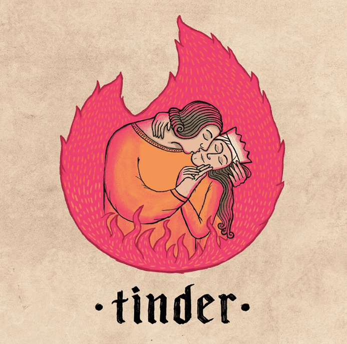 Logo do Tinder em estilo medieval