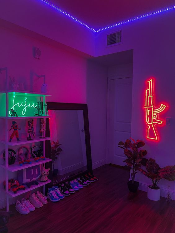 quarto-indie-03 Quarto com luz neon