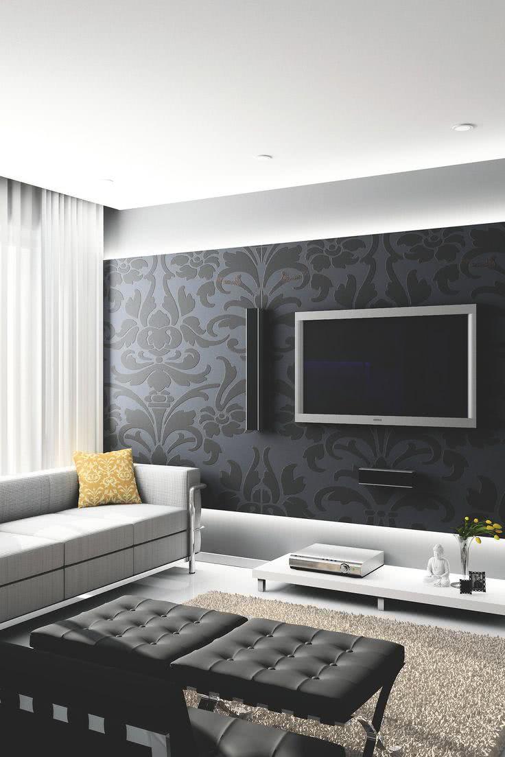 Como-transformar-um-ambiente-apenas-com-papel-de-parede-15 Papel de parede preto em sala de TV