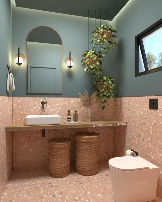 Lavabos-com-personalidade-como-decorar-08 Lavabo verde e rosa