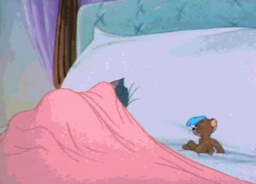 edredom-coberta-tenor Gif do desenho Tom e Jerry com Jerry roubando a coberta de Tom