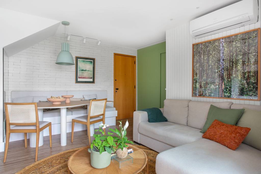 Sala de estar com toques na cor verde