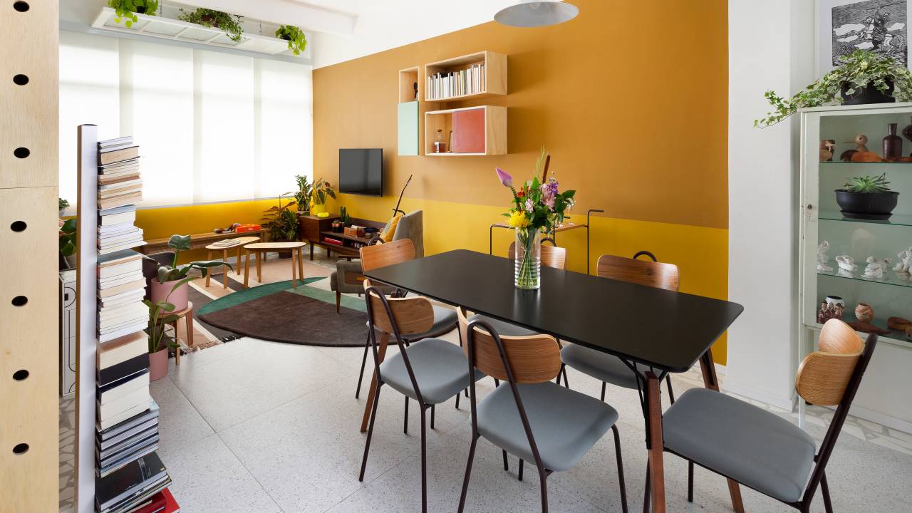 Sala de jantar integrada com sala de estar
