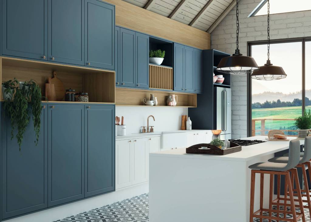 cozinha-dos-sonhos-tendencias-criare-04 Cozinha com piso de ladrilhos e marcenaria azul