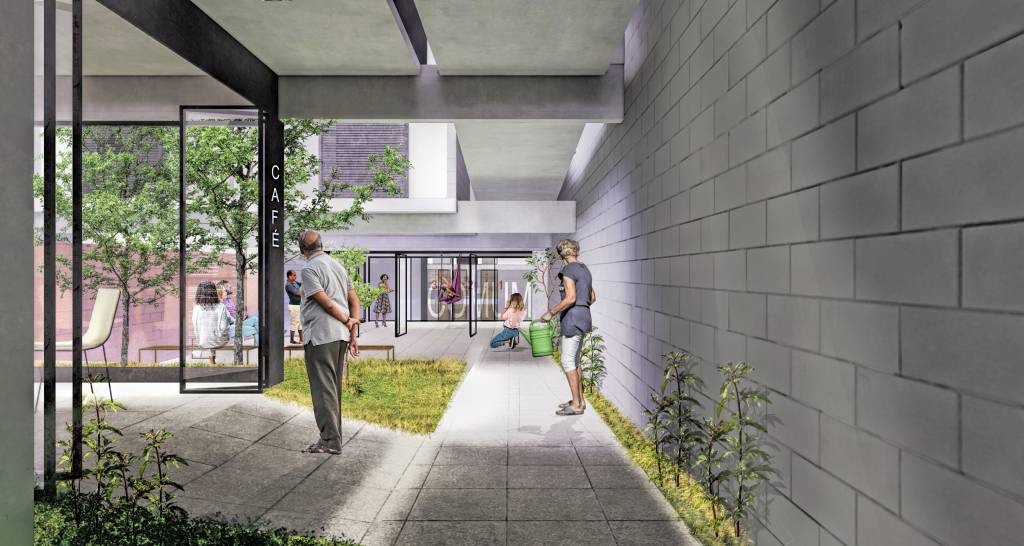 05 Terra e Tuma + Coletivo Síntese_São Miguel_ Vista Térreo Escritórios de arquitetura criam projetos de moradias na periferia de São Paulo