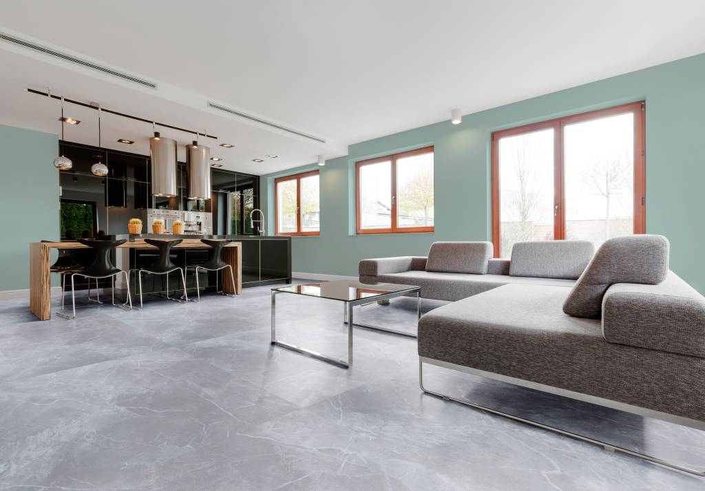 Shof,Of,A,Stylish,Living,Room,Combined,With,A,Kitchen Revestimento Vinílico