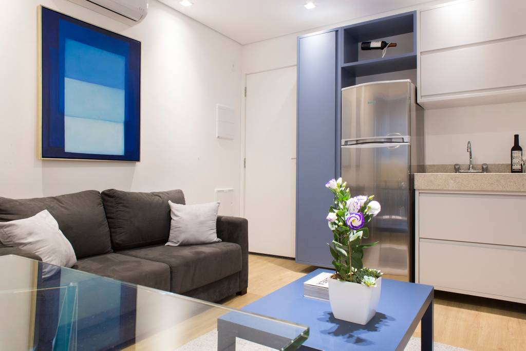 tons-cinza-azul-decor-atemporal-ape-29-m2-inovando-arquitetura-credito-rafaela-paoli-sala-(7) Cinza azul lavanderia armário apê 29 m2 Inovando Arquitetura decoração estudio sala cozinha sofa mesa