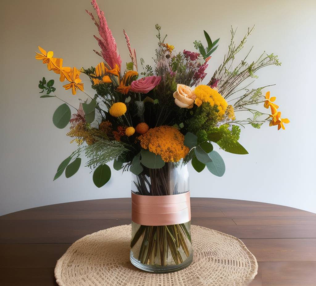 3 jeitos fáceis de usar materiais naturais na decoração; Na foto, arranjo floral e seco