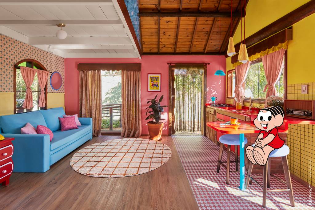 13 – Turma da Monica – Airbnb – Living Room Kitchen – Credit Maira Acayaba Casa da Mônica está disponível para temporada no Airbnb