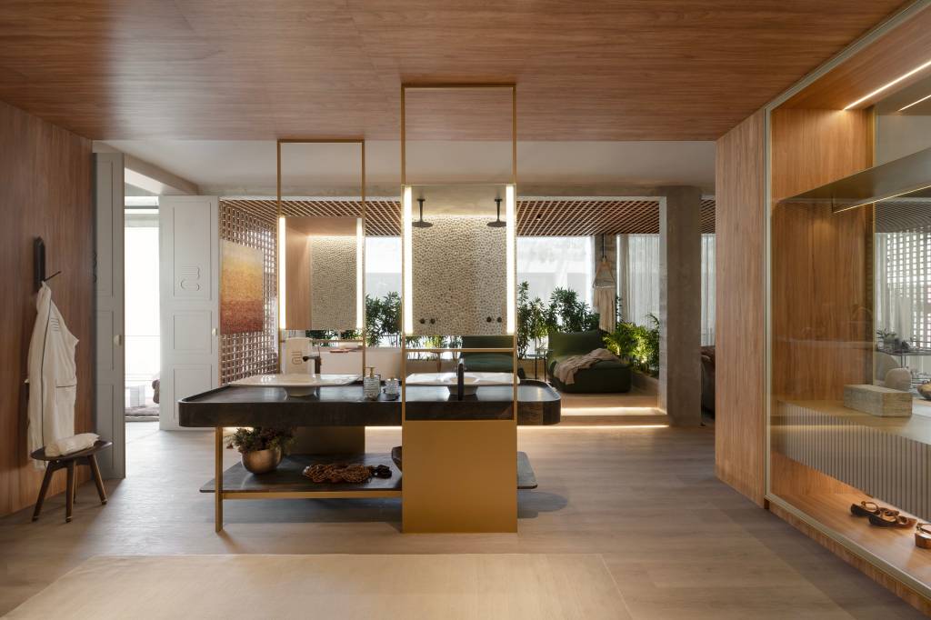 suite-tons-neutros-vinilico-dormitorio-porcelanato-banheiro-borges-godoy-casacor-minas-04 Suíte em tons neutros aposta no vinílico para o dormitório e porcelanato para banheiro. Projeto de BorgesGodoy Arquitetura para a CASACOR Minas.