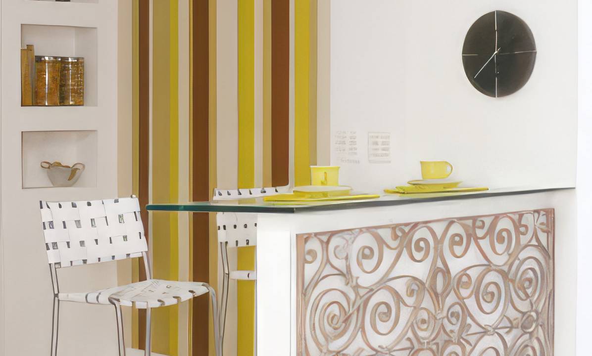 Imagem de um ambiente bem decorado com listras em cores suaves, criando um efeito visual de modernidade e amplitude. As listras alternam entre acabamentos brilhantes e foscos, trazendo dinamismo ao espaço e tornando-o mais acolhedor e estiloso.