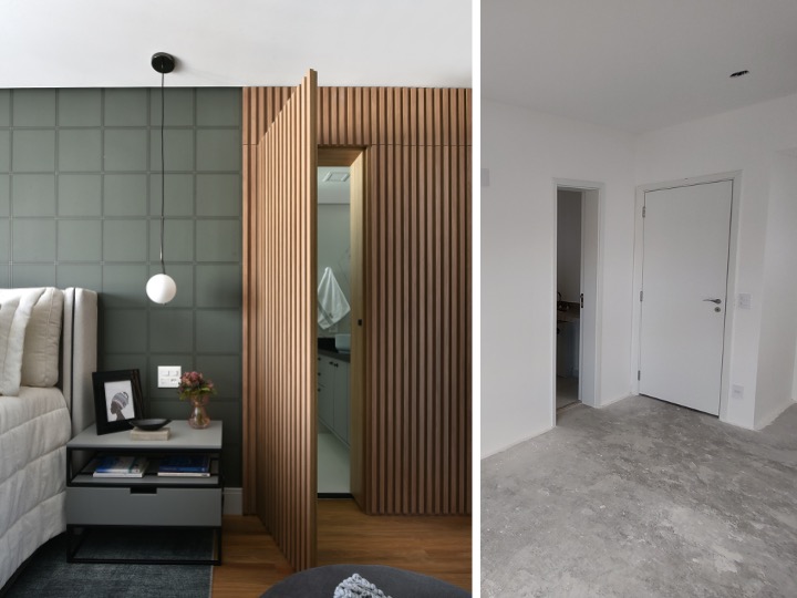 Antes e depois: projetos modernos renovados com o envelopamento de móveis e portas