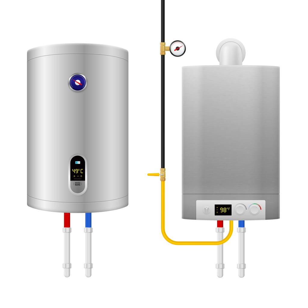 Colored Realistic Water Heater Boiler Composition Como acertar na escolha e instalação do aquecedor de água. Escolha certa do aquecedor garante conforto dos moradores, principalmente durante o inverno